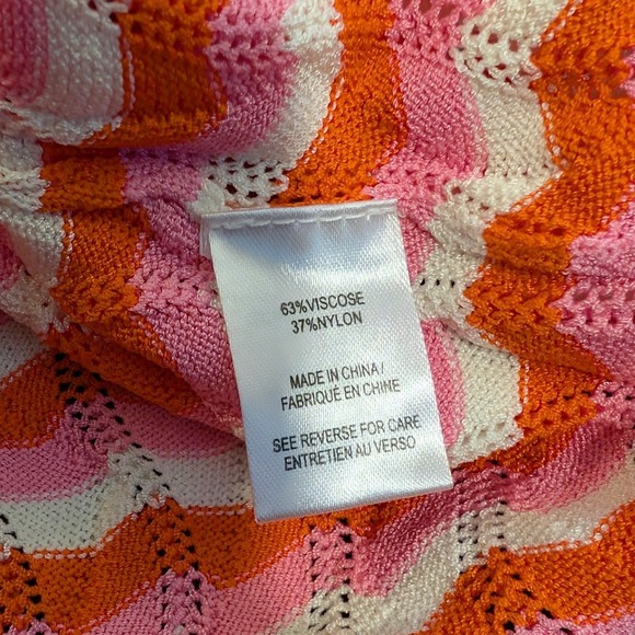 NWT Ronny Kobo Tallys Knit Top Orange Pink White Chevron button down size S - Picture 7 of 10